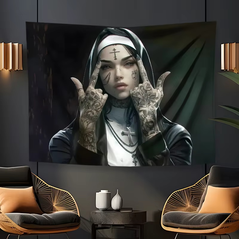 Home Improvement Quotes - VIKAMA dark tattoo nuns tapestry rock