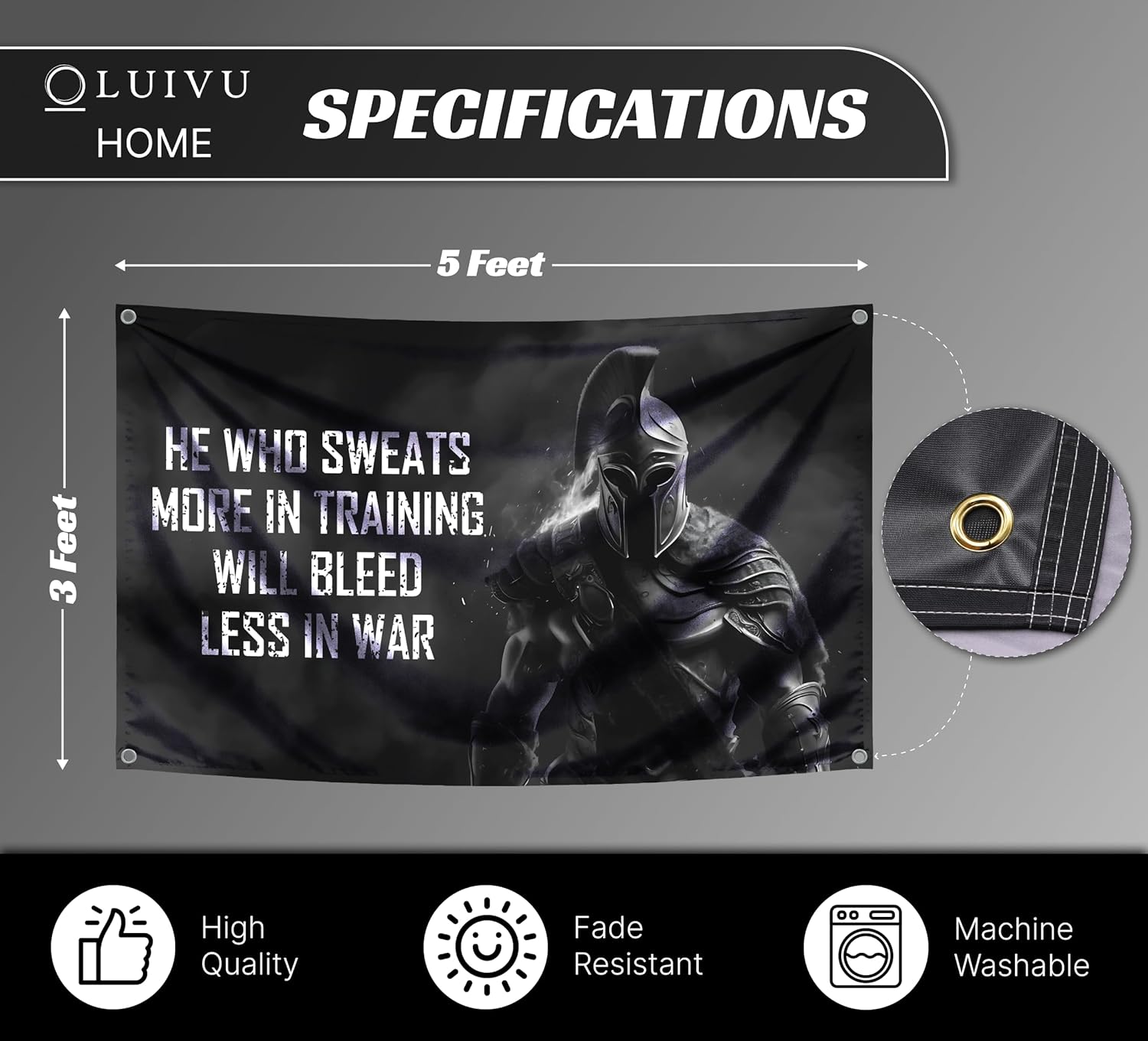 Motivational Spartan Flag - He - Home Improvement Quotes 评论和价格