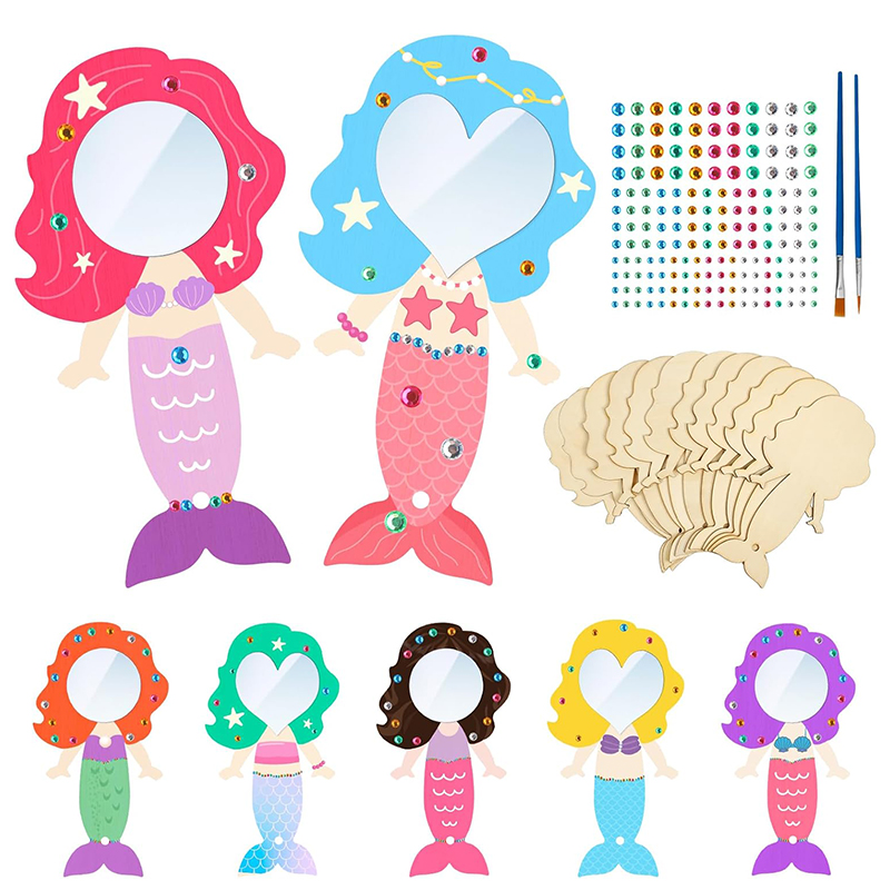 12PCS Mermaid Wooden Mirror Ha - Home Improvement Kids 评论和价格