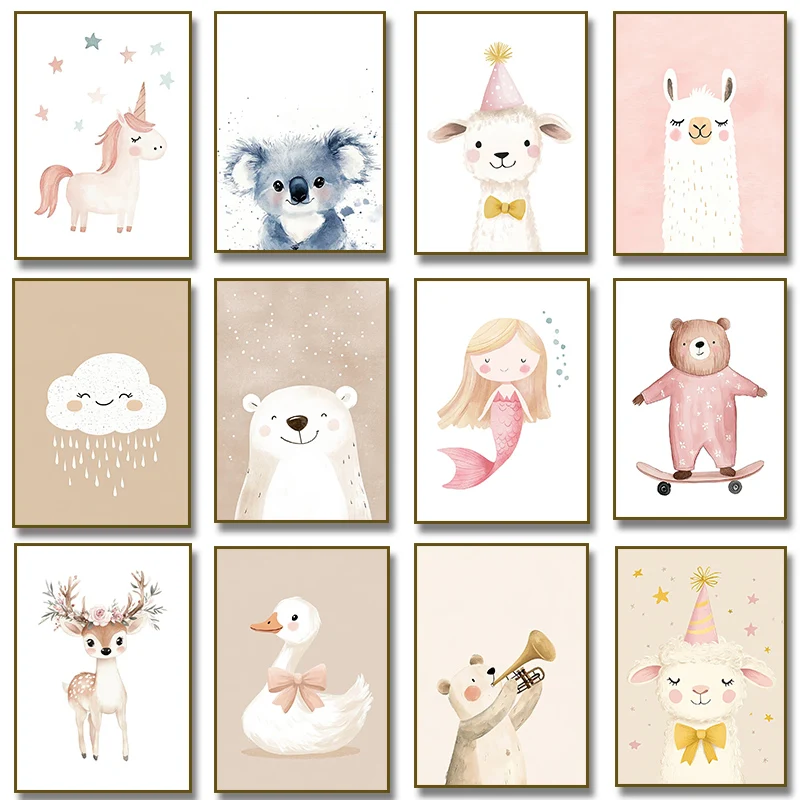 Cute Watercolor Unicorn Mermai - Home Improvement Kids 评论和价格