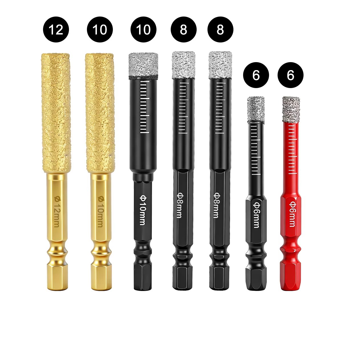  7PCS 6-12MM Vacuum Brazed Dr - Drill Bit Set 评论和价格