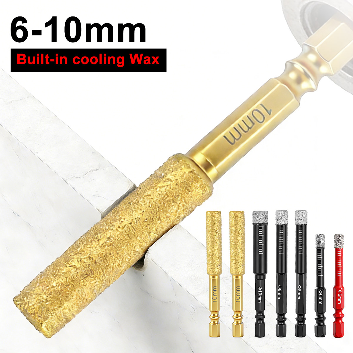  7PCS 6-12MM Vacuum Brazed Dr - Drill Bit Set 评论和价格